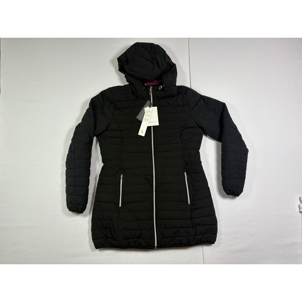 Laurier & Co Montreal Reversible Puffer Jacket Black Plum Hooded Women XS NEW